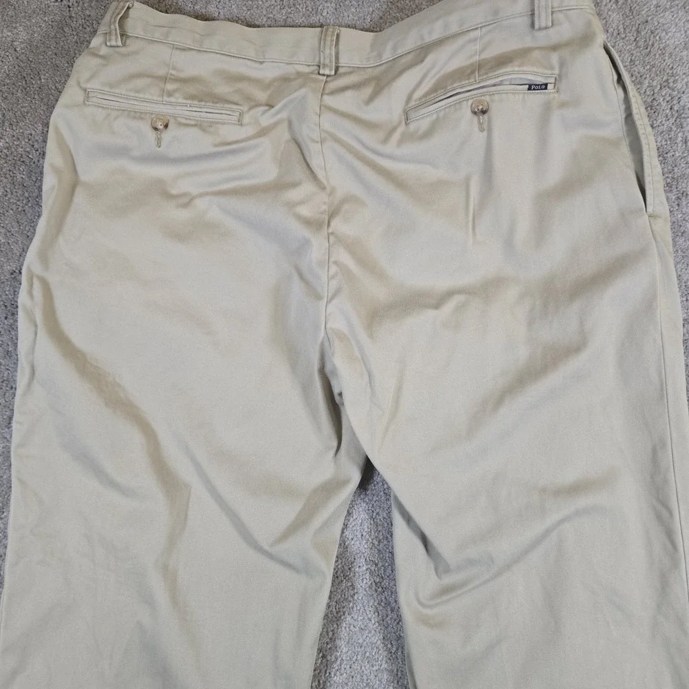 Vintage Polo Ralph Lauren Prospect Pants Mens 36x32 Tan Khaki 100% Cotton Preppy